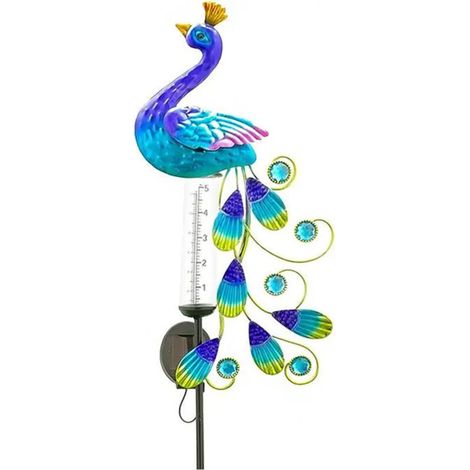 Pluviomètre Extérieur, Éclairage Solaire De Pieu De Paon De Décor De Jardin, Jauge De Pluie Imperméable Changeante De Couleur [402]