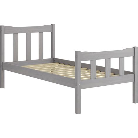 Havana Single Bed Frame (Pack of 2) - Pine/Metal - L200.8 x W99 x H96 cm - Grey/Pewter - Flat Pack