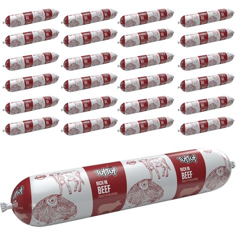 TufTuf Nassfutter für Hunde, Rindfleischriegel, 24 x 900 g, Alleinfuttermittel (1/2)
