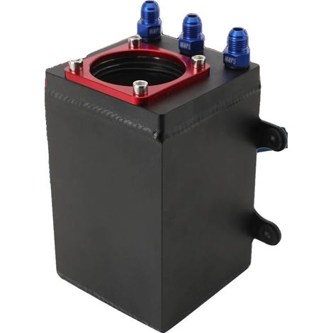 Réservoir de récupération d'huile, capacité de 1,6 litre, taille de port de 60 mm, diamètre de connexion de 8 mm, construction en aluminium, dimensions compactes 17 x 10 x 10 cm (1/5)