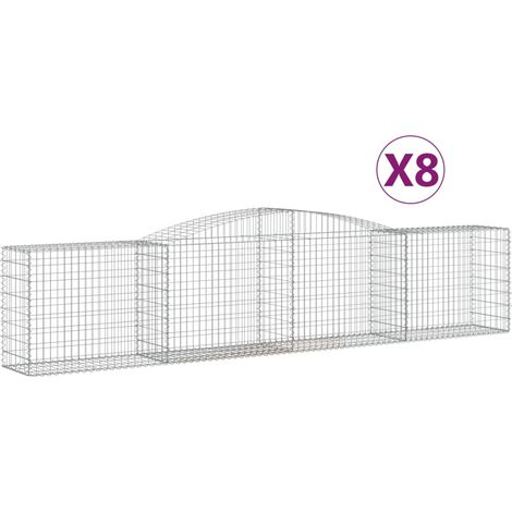 Paniers à gabions arqués 8 pcs  Mur en gabion 400x50x80/100 cm Fer galvanisé