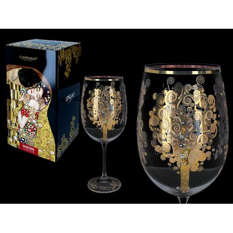 Rot- und Weißweinglas Gustav Klimt Lebensbaum Geschenk (1/4)