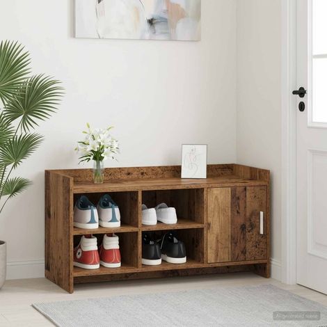 vidaXL Cabinet à chaussures avec porte Bois ancien 100 x 39,5 x 51 cm (1/5)