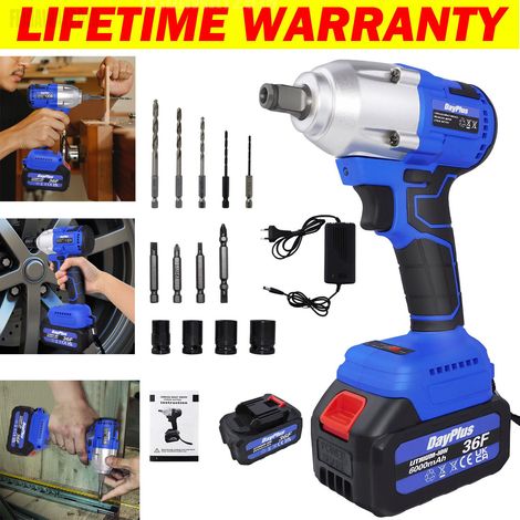 Cordless Electric Impact Wrench Rattle Nut Drill Gun Li-ion Battery 1/2'' Driver (1/5)