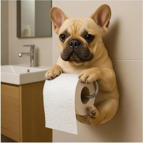 Porte-rouleau de papier toilette pour chien, porte-rouleau de papier essuie-tout en résine 3D pour chat-C (1/5)