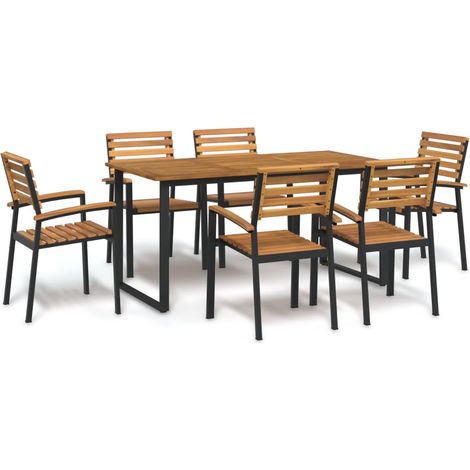 Ensemble à manger de jardin 7 pcs bois d'acacia solide et métal (1/5)