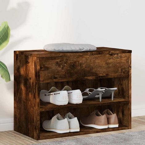 Banc à chaussures Chêne fumé 60x30x45 cm Bois d'ingénierie (1/5)
