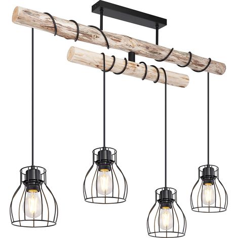 Globo - plafón - Mina - natural negro - madera metal - gran (1/3)