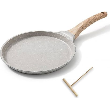 Poêle à crêpes 26cm granit Suisse, Antiadhésif, Induction, Répartisseur pâte, Blanc (1/5)