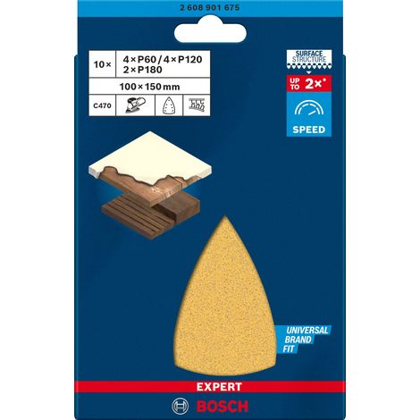 Bosch Papel de Lija 150x100 mm Grano 60 120 180 Amarillo (1/5)