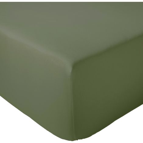 Drap housse en percale de coton uni PASSION PERCALE Bonnet de 30 cm 90x190 cm (1/5)