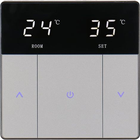 Touch Button Underfloor Heating Thermostat, Energy Saving and Easy to Use, AC230V 10A, for Underfloor Heating, Black (1/5)