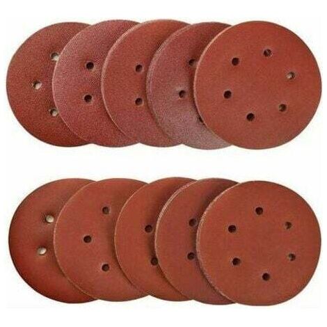 100 Pièces 150mm disques abrasifs Disque de Ponçage Disques Abrasifs 40/80/120/180/320/600/800/1000/1500/2000 Grain Idéal pour Poncer/ Polir/ Dérouiller pour ponceuse excentrique de 6 trous B--TRIMEC (1/5)