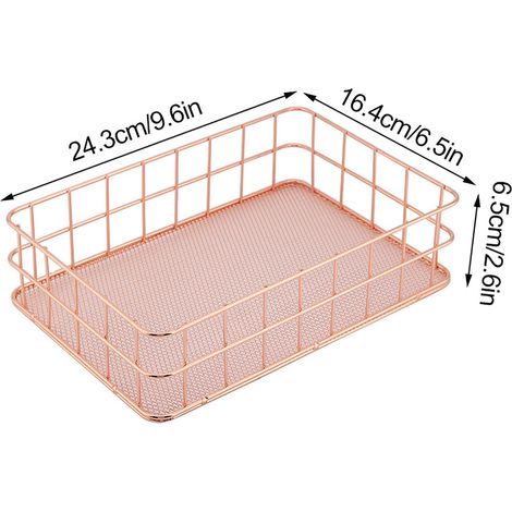 Aufbewahrungskorb aus roségoldenem Eisen fürs Büro - Dekorativer Organizer (D) (1/5)