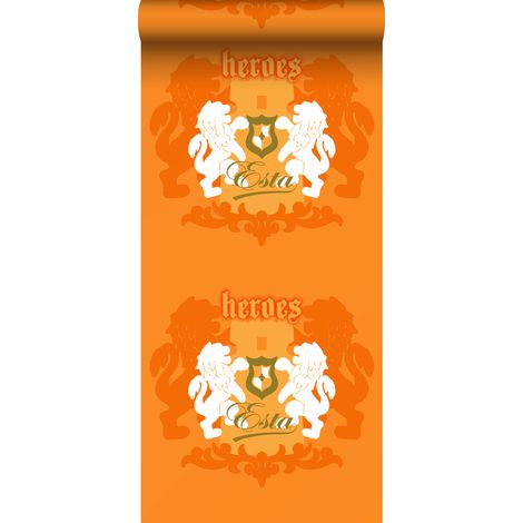 papier peint lions orange et blanc - ESTAhome (1/4)