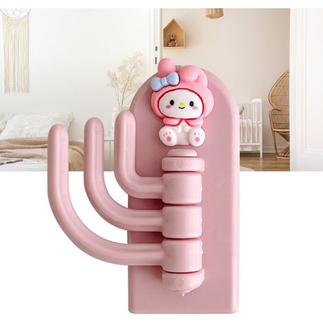 Crochet mural adhésif design innovateur avec animaux en plastique rose pour enfants et adolescents, 3.5 x 8cm 1 pièce. (1/5)