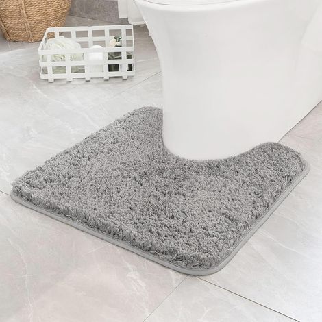 1 Tapis Contour WC, Forme U, Microfibre, Antidérapant, Absorbant, Salle de Bain, 50 x 40 cm