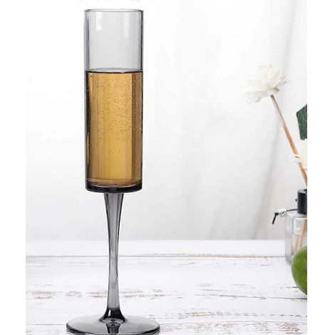 1 verre à cocktail en acrylique transparent résistant aux chocs, pour champagne, vin rouge ou jus de fruits (noir, 165 ml) (1/5)