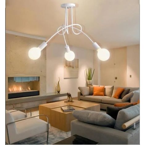 kawoo Modern Lustre Industrielle,E27 Lampe Luminaire Vintage en Metal avec 3tetes Style Edison pour Salon Chambre (1/4)