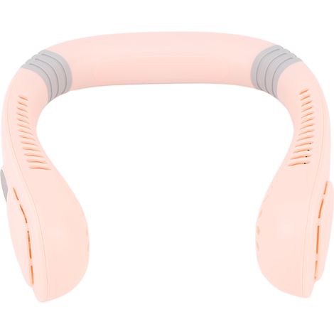 Ventilateur de cou portable avec port USB, affichage numérique et 5 vitesses, sans pales, idéal pour les activités sportives et les voyages en extérieur, rose sakura (1/5)