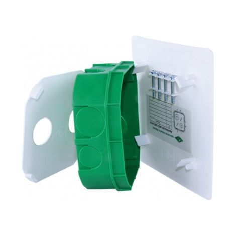 Boite d'encastrement à sceller 100X100X40mm verte avec couvercle blanc débordant spéciale maçonnerie SIB ADR P41004 (1/2)