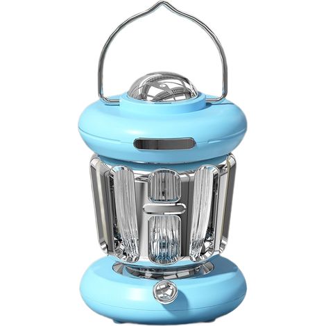 Lampe de bureau LED rétro, pour extérieur, salon, chambre, chambre d'enfant, dortoir étudiant, multifonctionnelle et portable (bleue)