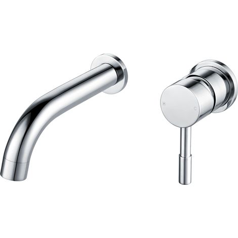 Signature Sail 2-Hole Mono Basin Mixer Tap Wall Mounted 155mm Spout Reach - Chrome (1/2)