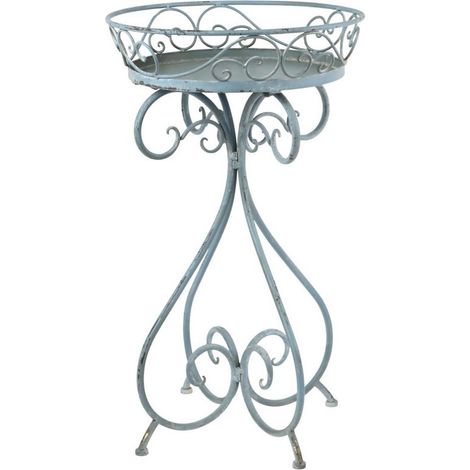 70cm Decorative Metal Garden Table - L40 x W40 x H70 cm - Blue/Gold