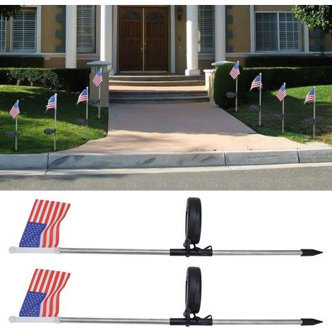 Set mit 2 Solar-Gartensteckern in Form der amerikanischen Flagge für die Außenbeleuchtung, weißes Licht (1/5)