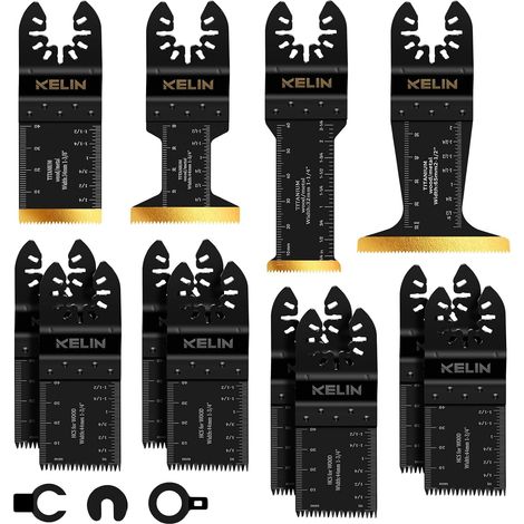 Lot de 12 lames de scie Multimaster avec revêtement en titane Denture japonaise Accessoires pour outil multifonction Compatible avec Fein Dewalt Makita Parkside Ryobi Milwaukee (1/5)