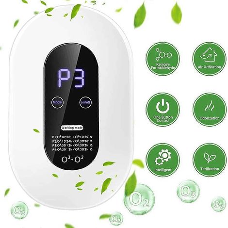 Générateur d'ozone, mini appareil à ozone avec 4 modes, écran tactile mural, purificateur d'air portable avec écran LED à économie d'énergie (1/5)