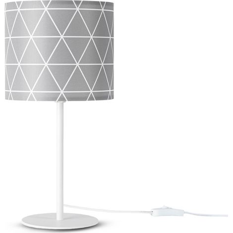 Paco Home Applique Abat-Jour Tissu Lampe À Poser Lampe De Chevet E14 Vintage Rétro Ronde Lampe de table - Blanc, Design 10 (Ø18 cm) (1/4)