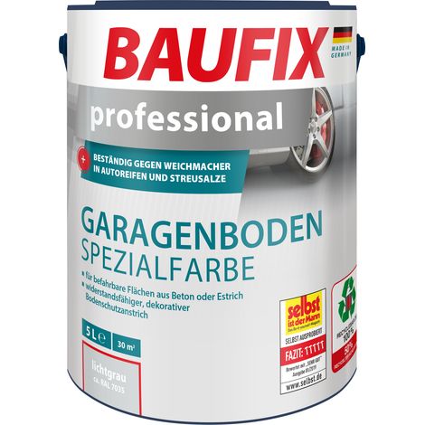 BAUFIX Garagenboden Spezialfarbe lichtgrau matt, 5 Liter, Beton- und Bodenfarbe (1/2)