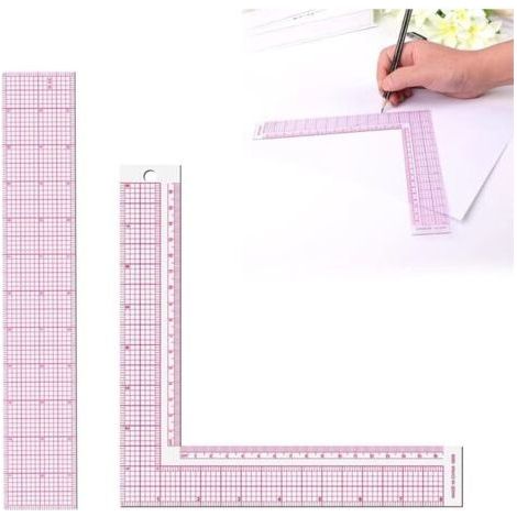BUNTHAUS Lntyq Règle pour Tailleurs,L-Forme Carrée Règle D'angle,Règle de Mesure de Couture,Règle de tailleur,Règle Carrée en L,Convient à la coupe de modèles de vêtements,2PCS (1/4)