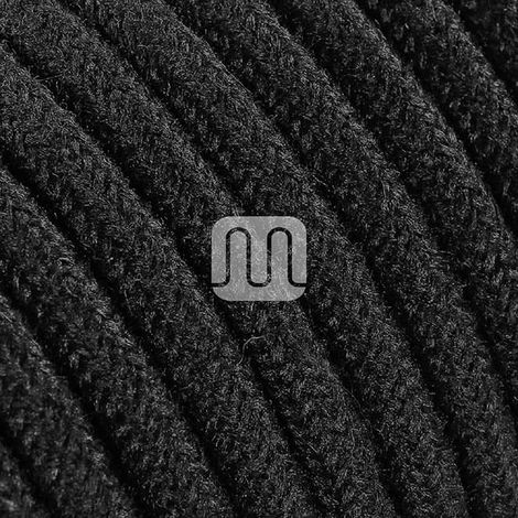 Cable eléctrico redondo revestido de tela de color hilo crudo negro 50 metros 2 x 0,75 para lámparas, lámparas de techo, lámparas de mesa, diseño fabricado en Italia. (1/3)
