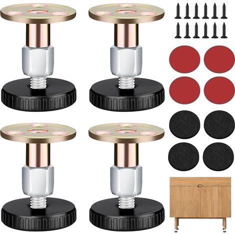 4 Pièces Pied de Table Reglable, 27-40mm Pied Meuble Reglable,,Percés ou Auto Adhésifs Pied de Table Reglable pour les Pieds de Meuble (1/5)