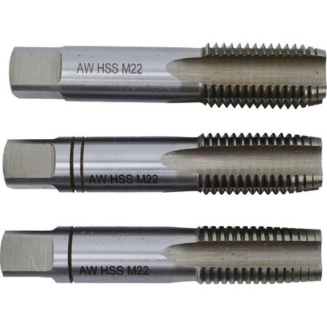Juego de Machos de Roscar AWTOOLS, modelo M14x2.00, ideal para roscado preciso en metales, acero HSS de alta calidad, incluye 3 piezas, durabilidad y eficiencia garantizadas.