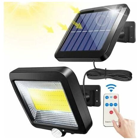 NALOOKAMICLampe Solaire Extérieur, Lumière Solaire, avec Telecommande, Détecteur de Mouvement étanche, 100 LED Lampe Solaire Extérieur Puissante Étanche IPX65 pour Garage, Portail, Jardin