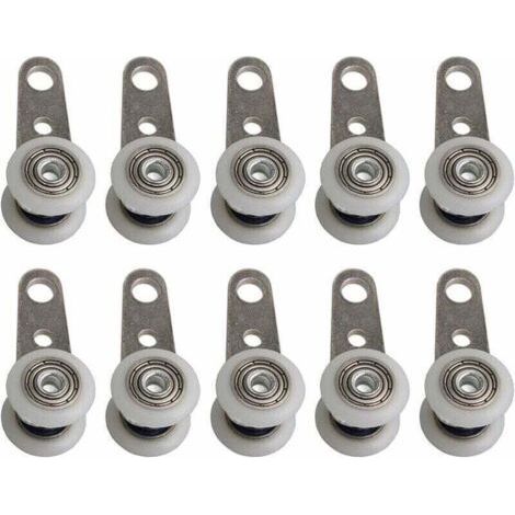 Set of 10 Casters for Bay Windows or Sliding Doors - Metal and Plastic - 4.5 x 1.9 cm, (1/4)