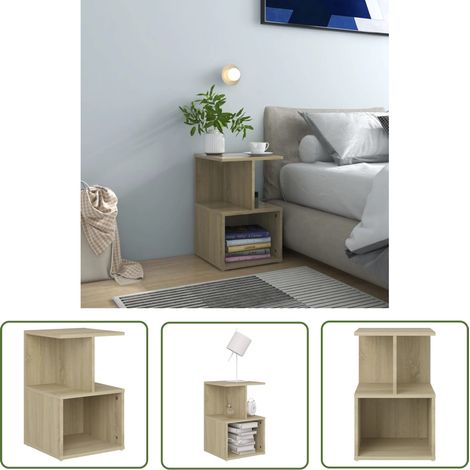 The Living Store Nachttisch Sonoma-Eiche 35x35x55 cm Holzwerkstoff - Nachttisch - Wohnzimmer - Beistelltisch - Holzwerkstoff - Sonoma-Eiche (1/5)