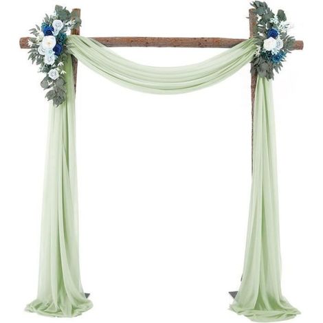 Voilage Drapé - 70 x 550 cm - Vert - Tulle Synthétique - Pour Arche Mariage - 1 Pièce (1/4)