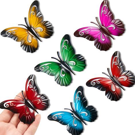 Pieces Metal Butterfly Wall Decor Metal Butterfly Wall Art Garden Butterfly Sculpture Hanging Ornaments for Indoor Outdoor Yard Wall Decor, 3.5 x 2.8 Inch
