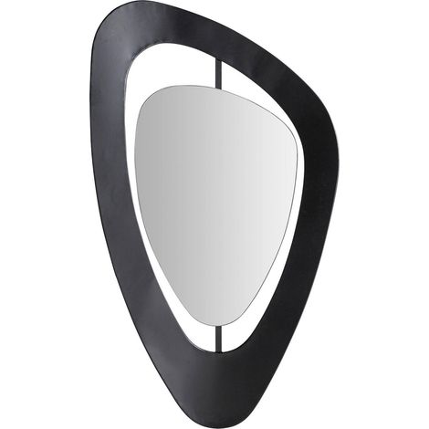 Miroir art déco noir finition vieilli fer et bois raffiné - Noir finition vieilli bronze bois clair (1/3)