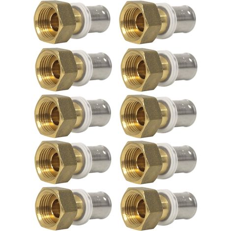 Blansol – Lot de 10 raccords multicouche à sertir femelle écrou libre 1/2" – Ø16x2,0 – Norme CSTB – Pour chantiers humides