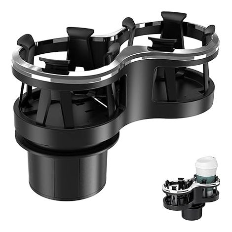 Lntyq Universeller Auto-Getränkehalter, multifunktionaler 2-in-1-Auto-Getränkehalter-Verlängerungsadapter mit ausziehbarer und abnehmbarer Basis, drehbarer doppelter Kaffeeflaschenhalter (1/5)