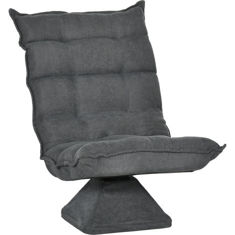Bodenstuhl Bodensofa mit verstellbarer Rückenlehne, drehbarer Relaxsessel, Bodensitzkissen für Wohnzimmer und Büro, grau aus Mikrofaser (1/4)