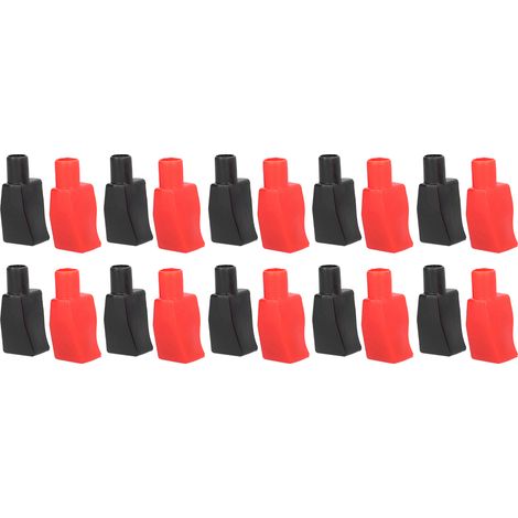Lot de 10 caches de borne de batterie souples, style poteau supérieur, manchon de protection en caoutchouc rouge et noir pour voiture (1/5)