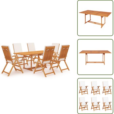 Cuscini in teak - vidaXL Set da Pranzo da Giardino 7 pz con Cuscini Legno di Teak - Mobili da giardino