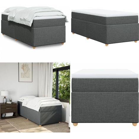 Boxspringbett mit Matratze Dunkelgrau 80x200 cm Stoff - Boxspringbett - Doppelbett - Bettenrahmen - Matratze - Matratzenauflage - Home & Living (1/5)