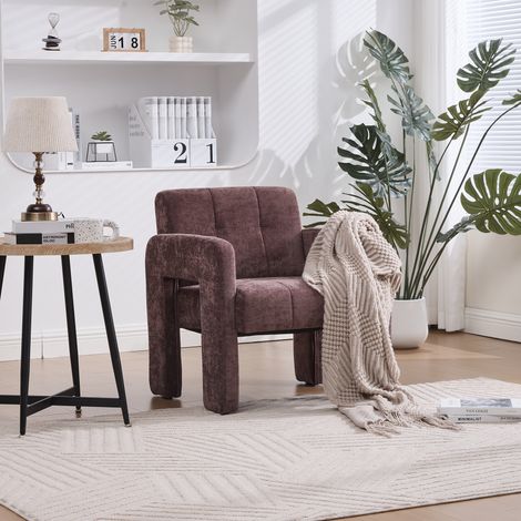 Fauteuil moderne minimaliste 1 place, chaise rembourrée confortable style nordique pour salon, chambre ou bureau,rouge